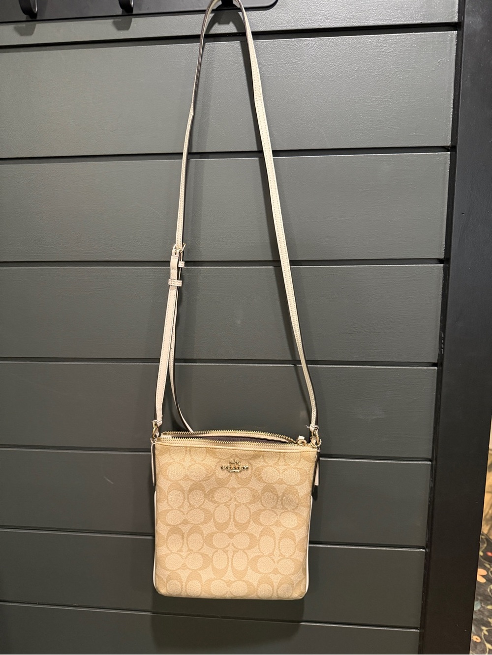 Coach Beige Signature Canvas Crossbody Bag